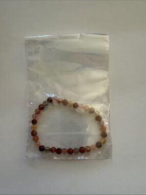 Multi-Tone Agate Bead Stretch Bracelet - Earthy Reds & Browns